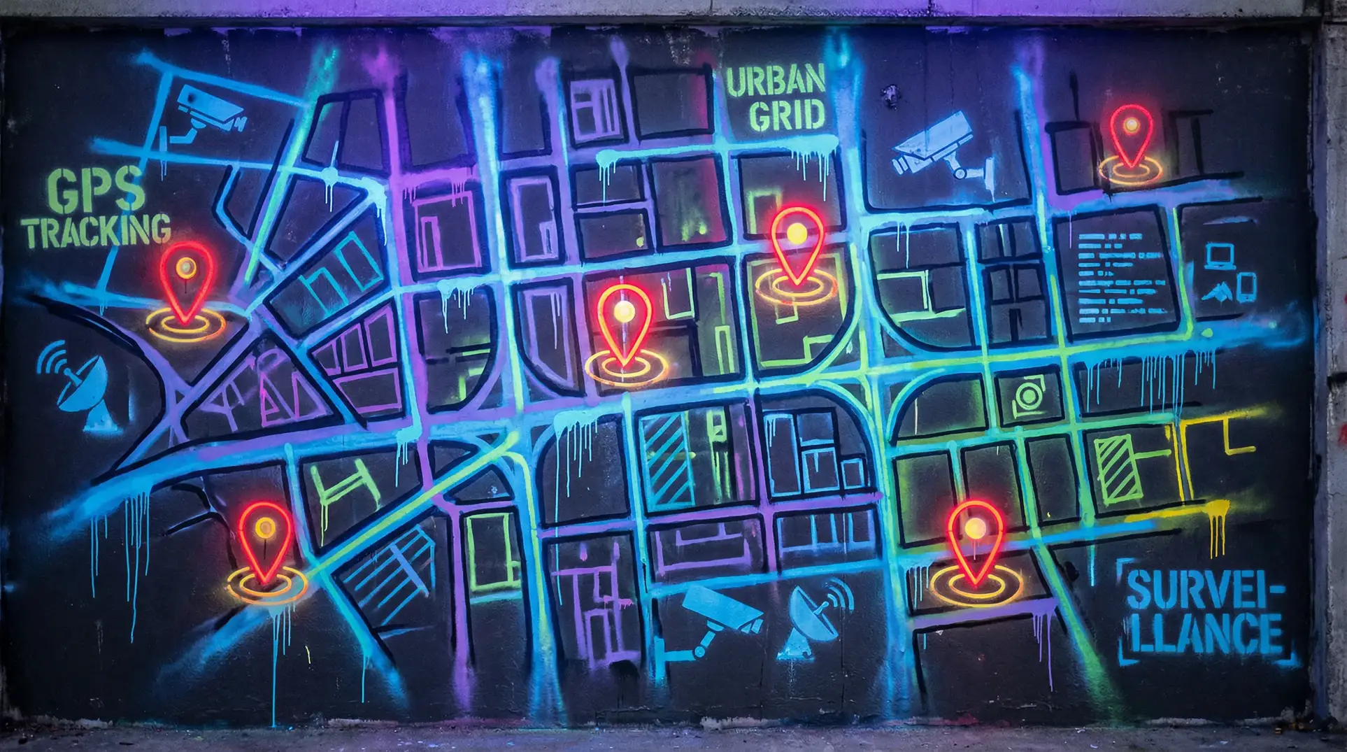 sati空间 狗仔追踪地图 - 城市涂鸦风格